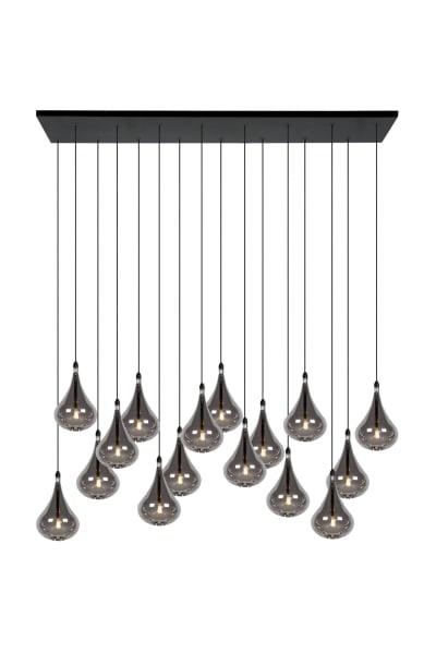 Suspension verre 16 lumières verre fumé