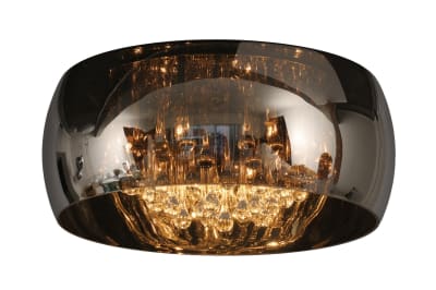 Plafonnier verre 6 lumieres verre chomé