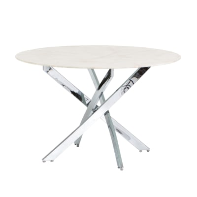 Table d'intérieur ⌀120 cm avec plateau en verre Marbre Rose/Argent