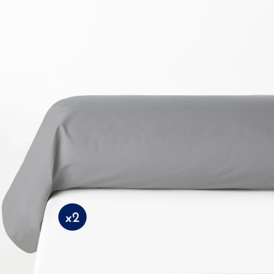 Lot de 2 taies de traversin 100% coton - Gris Clair - 85x185 cm
