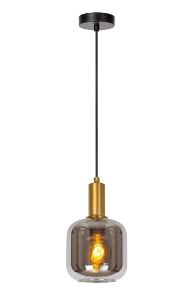 Suspension verre 1 lumière verre fumé 16 cm