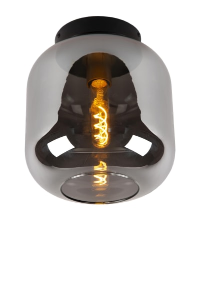 Plafonnier verre 1 lumière verre fumé