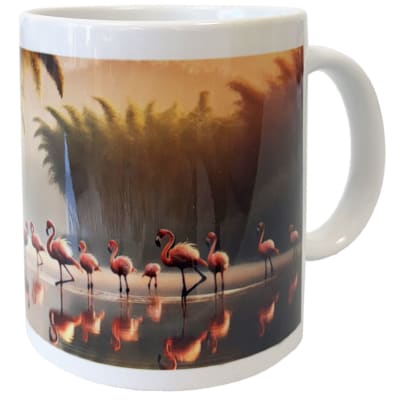 Mug en céramique blanche flamants roses