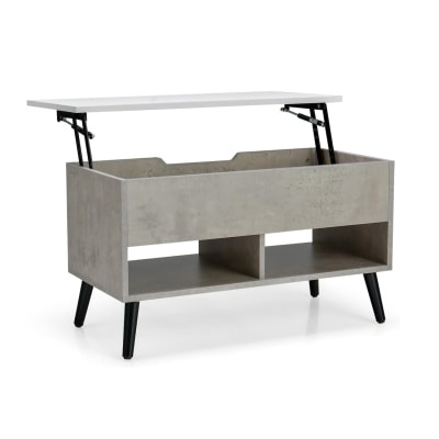 Table basse relevable pour salon gris