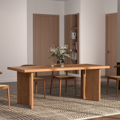 Table rectangulaire en bois d'orme 8 personnes