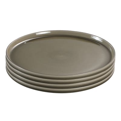 Set de 4 assiettes plates en grès vert d28