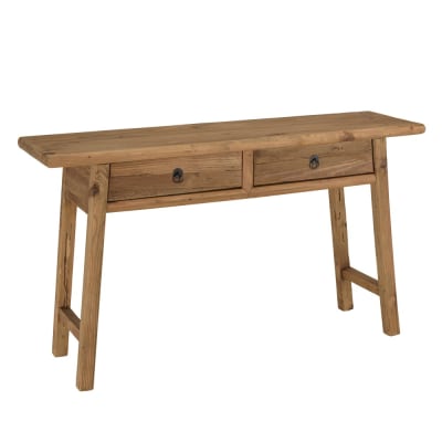 Console 2 tiroirs bois pin recyclé