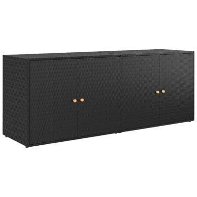 Armoire de rangement jardin Résine tressée Noir 198x55,5x80 cm