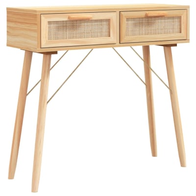 Table console bois massif pin /rotin naturel Marron 80x30x75 cm