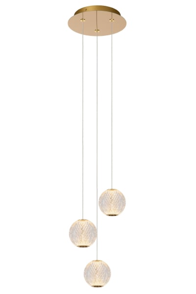 Suspension verre 3 lumières verre transparent 25 cm