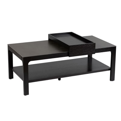 Table  basse bois noir plateaux céramique avec tablette