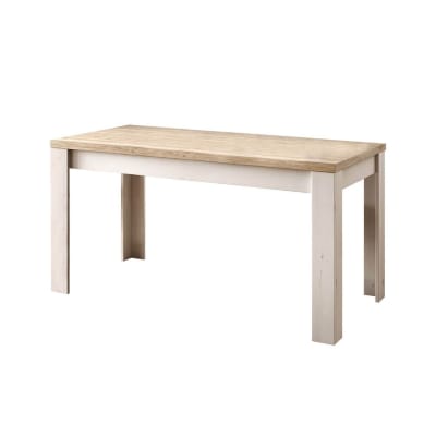 Table repas extensible aspect chêne blanchi et chêne clair