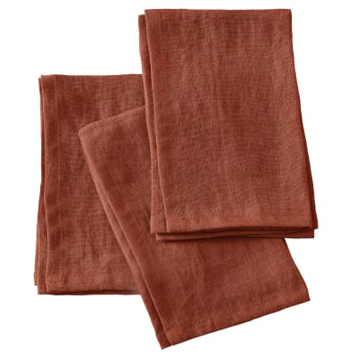 Lot de 3 serviettes lin français paprika 40x40 cm