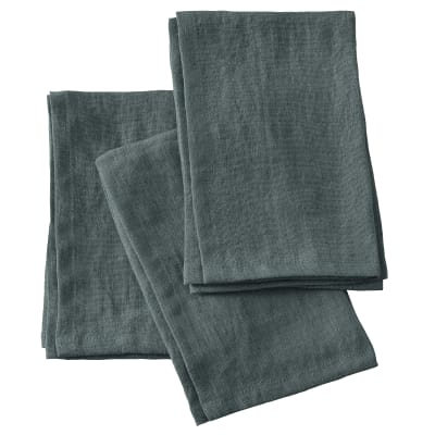 Lot de 3 serviettes lin français ardoise 40x40 cm