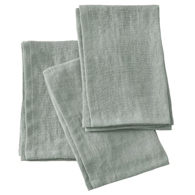 Lot de 3 serviettes lin français eucalyptus 40x40 cm