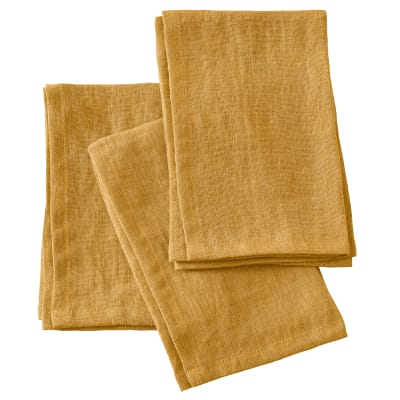 Lot de 3 serviettes lin français miel 40x40 cm