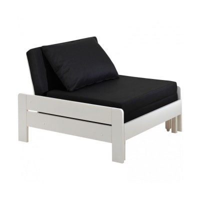 Vipack OLIVER Lit transformable en fauteuil pin massif laqué Blanc