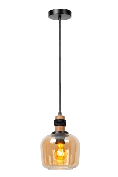 Suspension verre 1 lumière verre ambré 18 cm