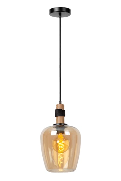 Suspension verre 1 lumière verre ambré 22 cm