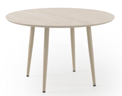 Table ronde en aluminium avec plateau en céramique travertin