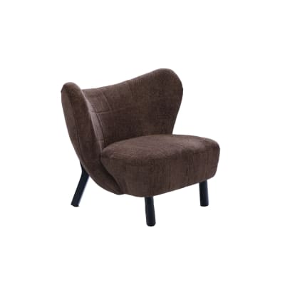 Fauteuil crapaud pieds métal et velours marron