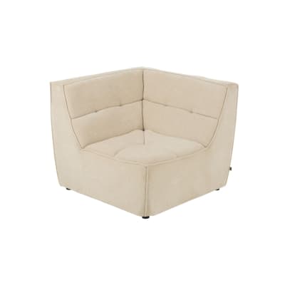 Fauteuil chauffeuse d'angle lounge en velours côtelé beige