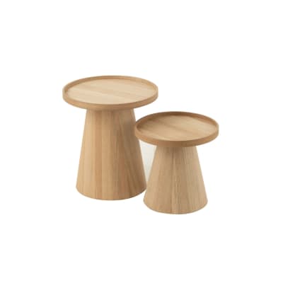 Set de  tables basses rondes en bois