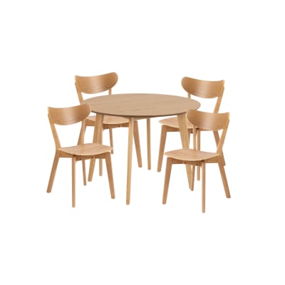 Table ronde en chêne d105 + 4 chaises chêne