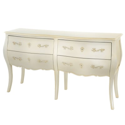 Commode double argentée l140 cm murano beige en bois de