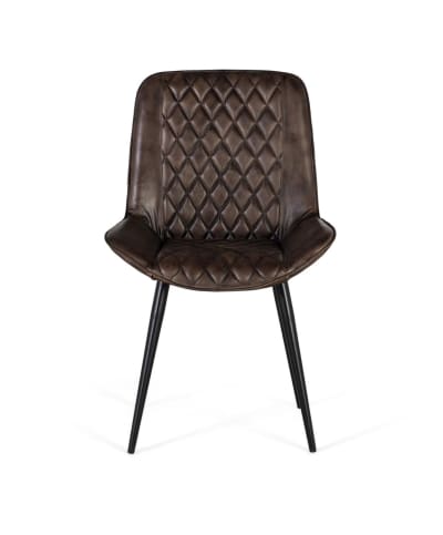 Chaise rembourrée en cuir gris cendré