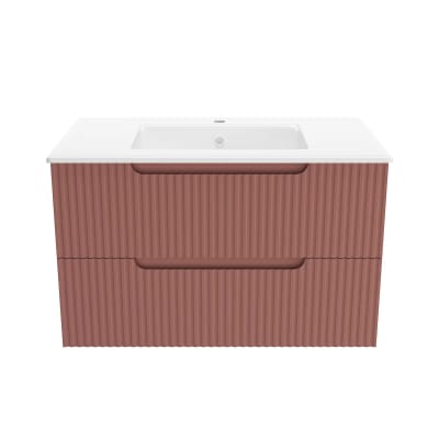 Meuble de salle de bains effet bois rouge 46x80x48cm