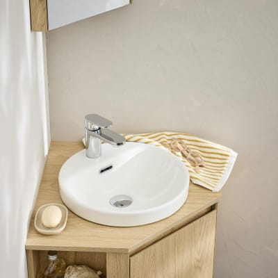 Vasque semi encastrée ronde en céramique blanche 37cm