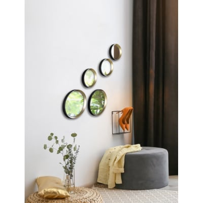 Miroir déco design en verre noir et doré