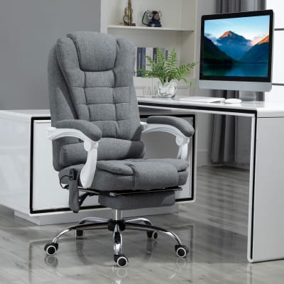 Fauteuil de bureau direction massant chauffant inclinable tissu gris