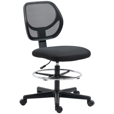 Chaise de bureau assise haute réglable tissu maille respirante noir