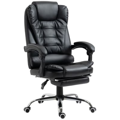 Fauteuil de bureau inclinable réglable repose-pied synthétique noir