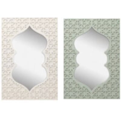 Set de 2 miroirs orientaux bois rectangulaires 34x23.5x1cm