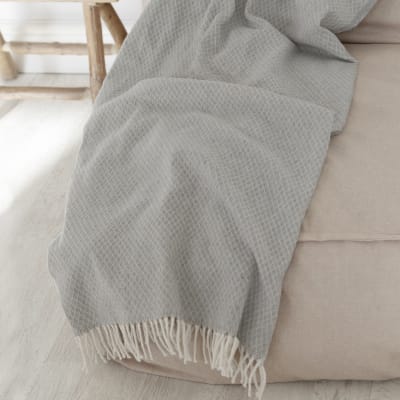 Plaid 70% coton gris 130x170 cm