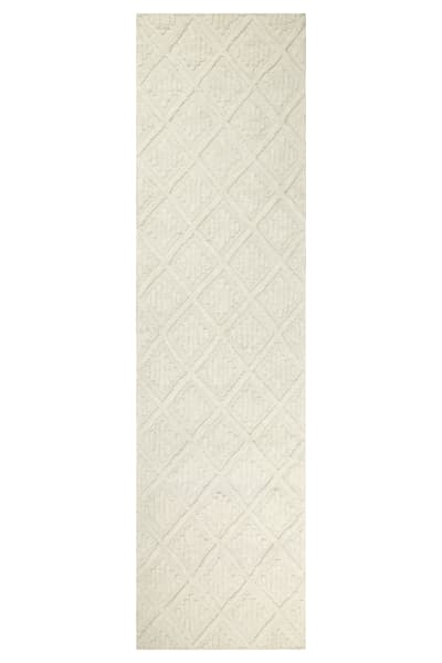 Tapis pure laine tufté main crème 80x230