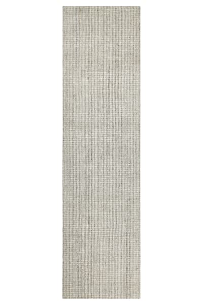 Tapis pure laine tufté main gris clair 80x230