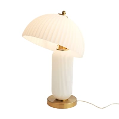 Luminaire en verre laiton et blanc 48 cm