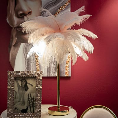 Lampe de table à plumes roses, ø 40x55 cm