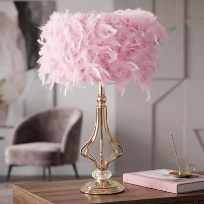 Lampe de table à plumes roses, ø 25x54 cm