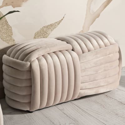 Banc tissé en velours rose cm 90x45x45