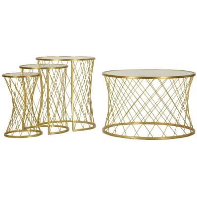 Tables basses en métal doré 4 set