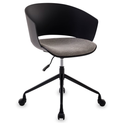 Chaise de bureau avec coussin en tissu confort, noir/gris