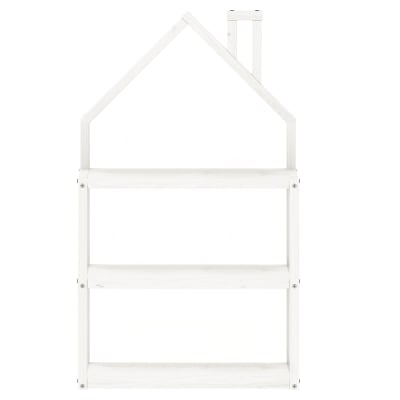 Étagère enfant en forme de maison en bois massif, blanc