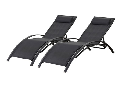 Lot de 2 bains de soleil en aluminium marron l181