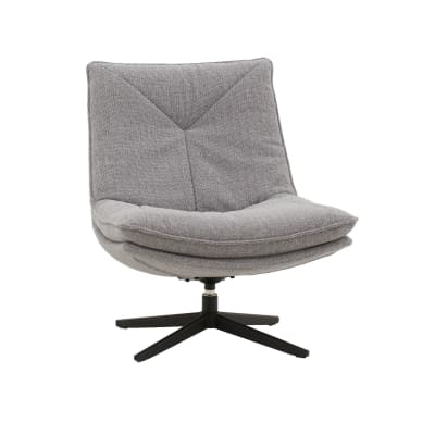Fauteuil pivotant en tissu gris et piétement métal noir