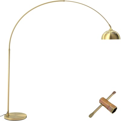 Lampe sur pied en acier laqué époxy 60w réglable en hauteur doré